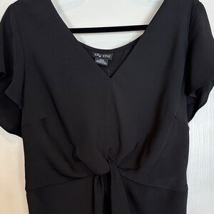 City Chic Elegant Black Knot Top